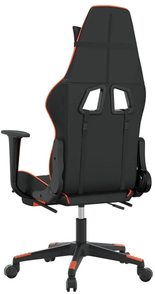 vidaXL Καρέκλα Gaming Μασάζ Υποπόδιο Μαύρο/Πορτοκαλί Συνθετικό Δέρμα