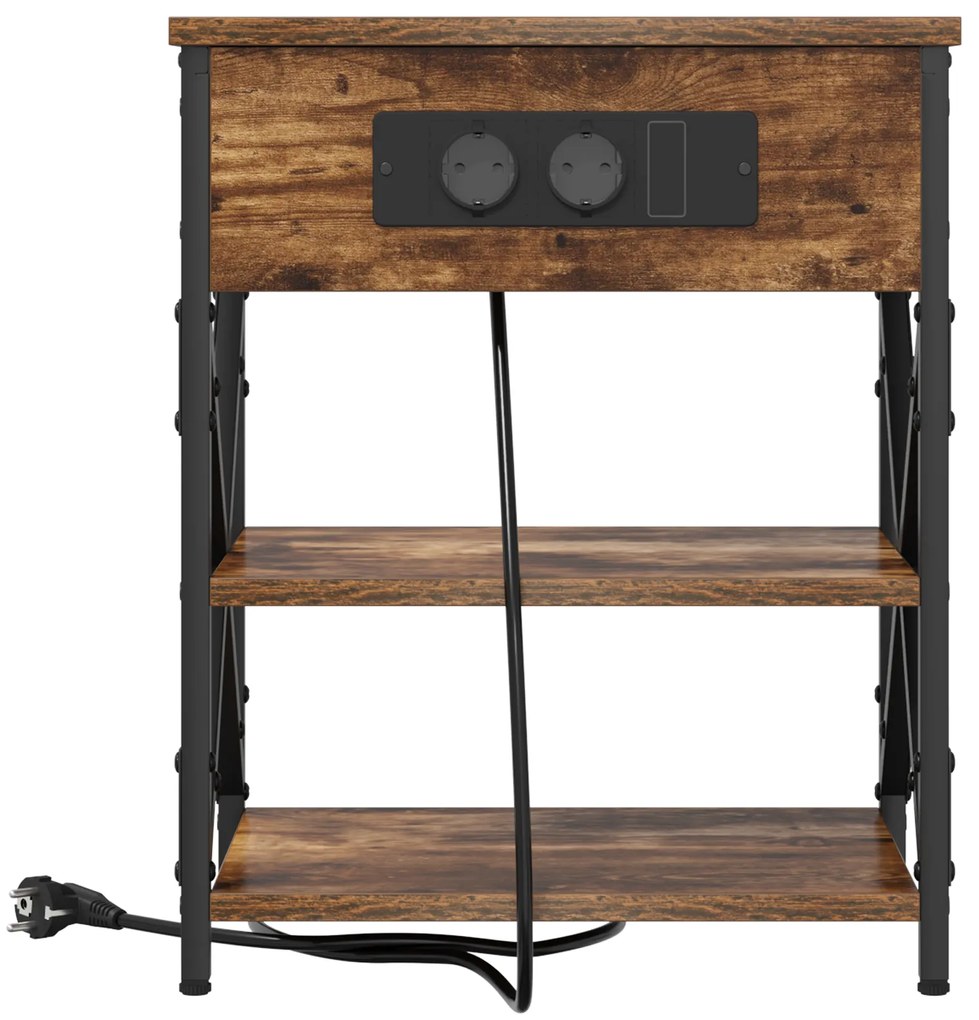 vidaXL Κομοδίνο Καπνιστό Δρύς 41 x 31 x 51 εκ. Επεξεργασμένο ξύλο