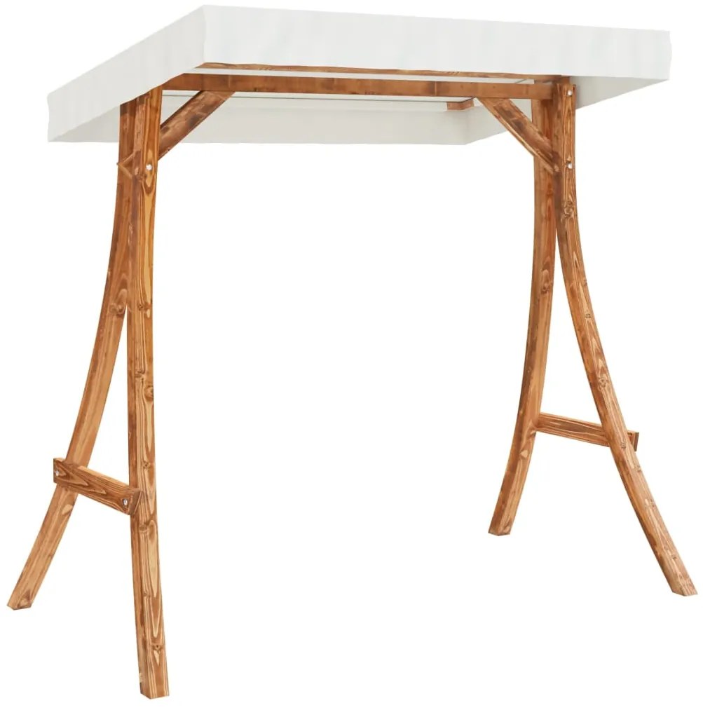 vidaXL Κουνιστή Καρέκλα με Μαξιλάρι και Σκίαστρο από Μασίφ Ερυθρελάτη