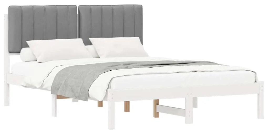 vidaXL Σκελετός Κρεβατιού με Επενδεδυμένο Κεφαλάρι Ανοιχτό γκρι