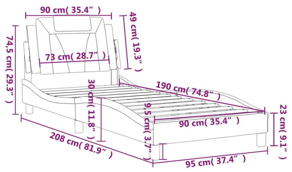 Πλαίσιο Κρεβατιού με Κεφαλάρι Γκρι 90x190 εκ. Συνθετικό Δέρμα - Γκρι