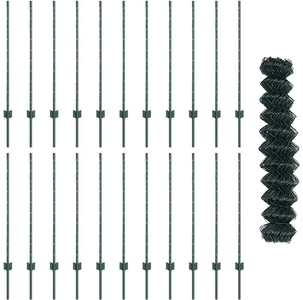 vidaXL Τεντώτο με στήριγμα Πράσινο 1 x 25 m Ατσάλι