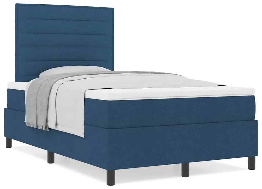 vidaXL Κρεβάτι με ελατήρια με στρώμα Μπλε 120 x 200 cm ύφασμα