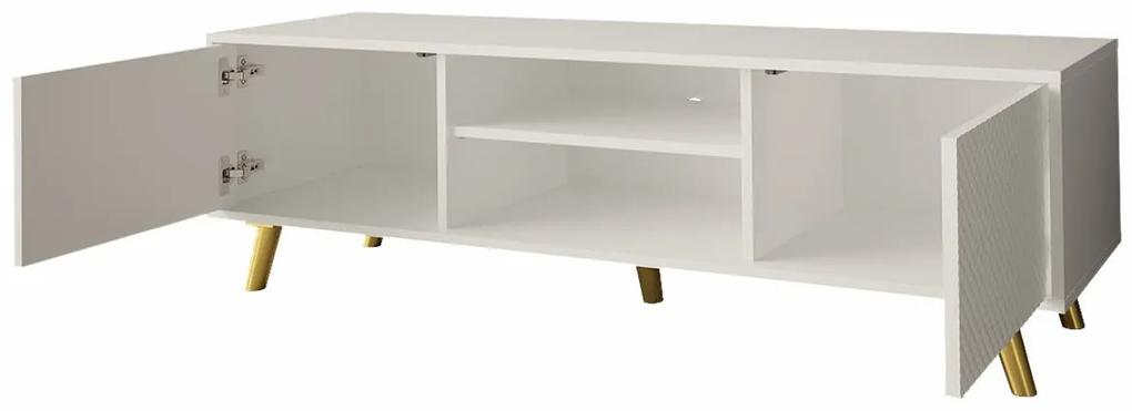 Τραπέζι Tv Merced F101, Άσπρο, Ο αριθμός των θυρών: 2, 140x42x40cm, 29 kg | Epipla1.gr