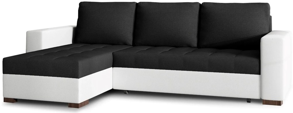 Γωνιακός καναπές Julie-Λευκό - Μαύρο - 237.00Χ150.00Χ90.00cm