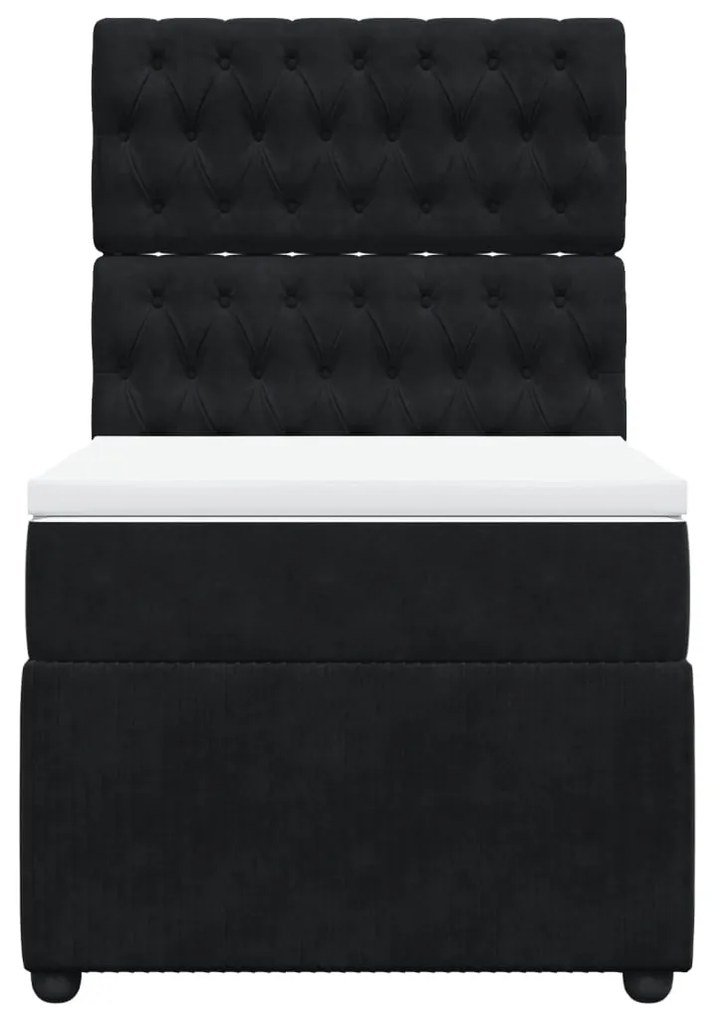 vidaXL Κρεβάτι Boxspring με Στρώμα Μαύρο 90x200 εκ. Βελούδινο