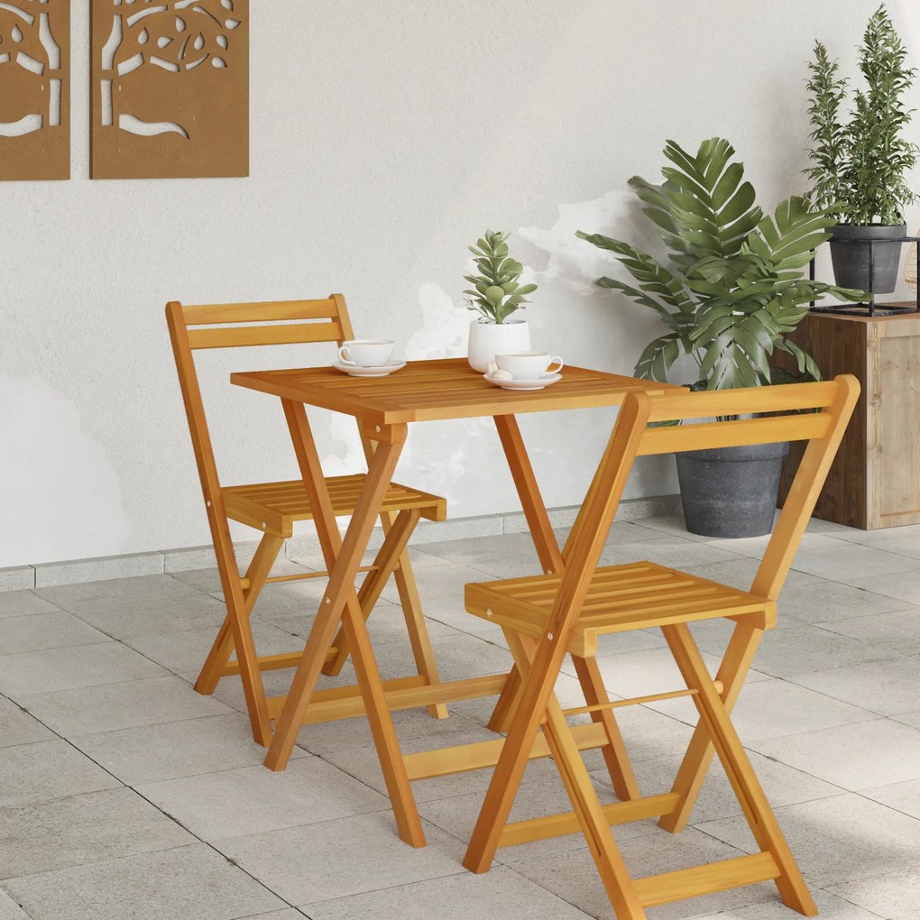 vidaXL Πτυσσόμενο Τραπέζι Κήπου Τετράγωνο 60x60x72 εκ Μασίφ Ξύλο Ακακίας