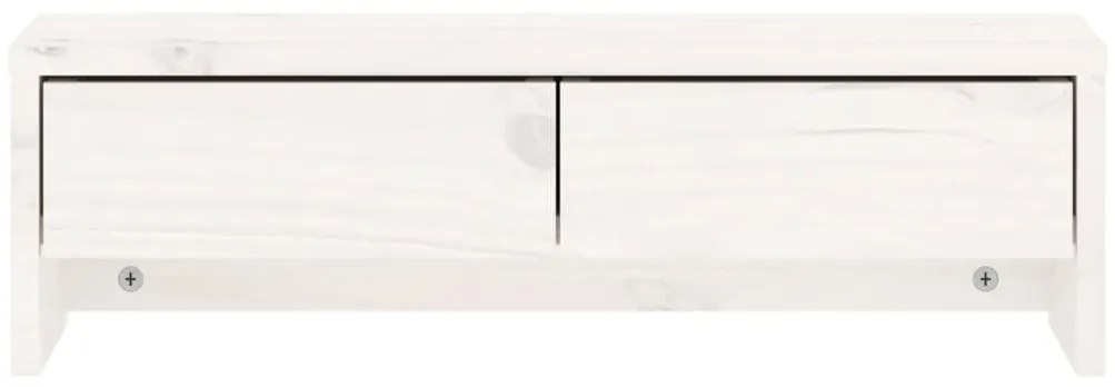 vidaXL Βάση Οθόνης Λευκή 50 x 27 x 15 εκ. από Μασίφ Ξύλο Πεύκου