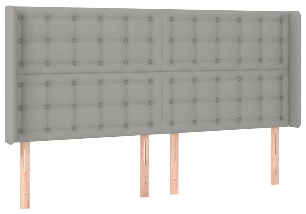 Κεφαλάρι Κρεβατιού LED Ανοιχτό Γκρι 163x16x118/128 εκ. - Γκρι