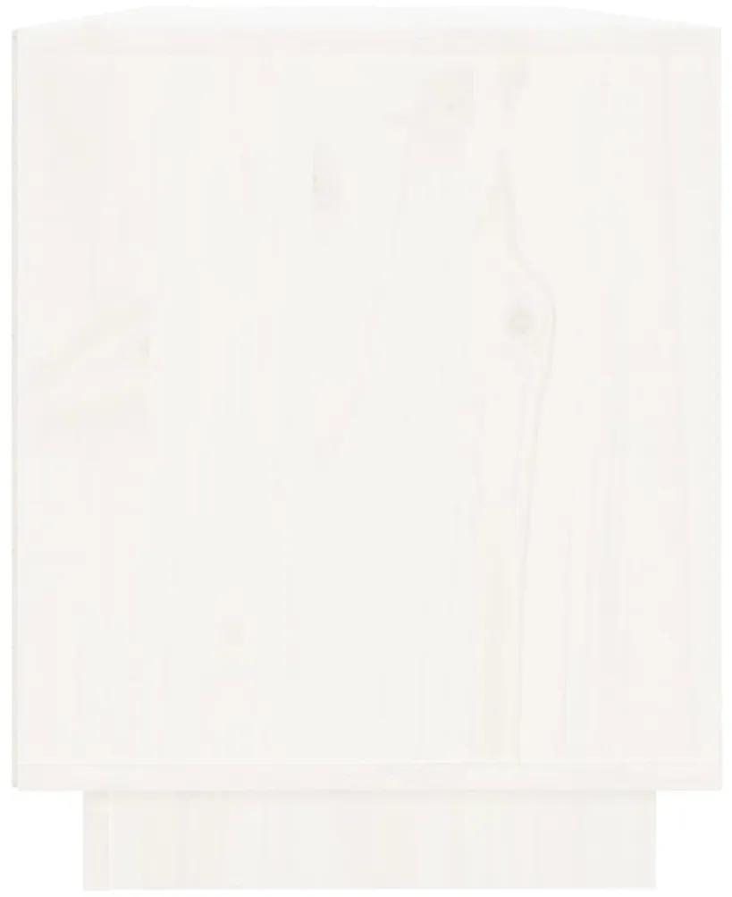 Έπιπλο Τηλεόρασης Λευκό 110,5x35x44 εκ. από Μασίφ Ξύλο Πεύκου - Λευκό