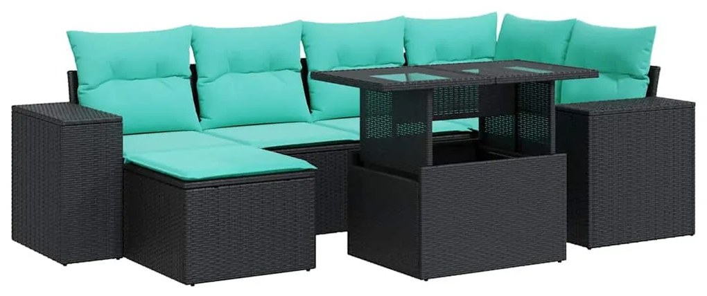 vidaXL Σαλόνι Κήπου Σετ 9Τεμαχίων Μαύρο Συνθ Ρατάν με Μαξιλάρια Ακακία