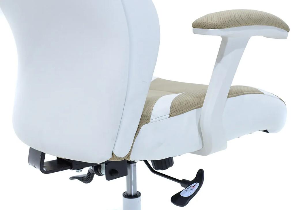 Καρέκλα γραφείου διευθυντή MOMENTUM Bucket pakoworld μπεζ ύφασμα Mesh-πλάτη pu λευκό