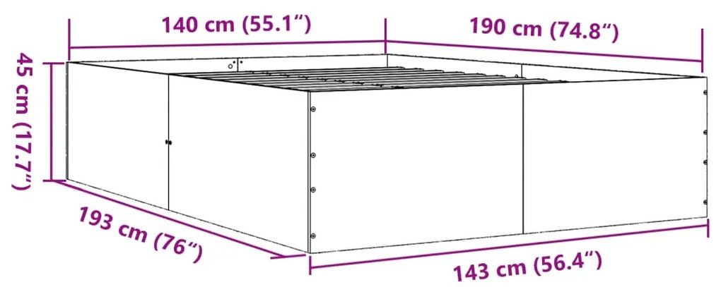 ΠΛΑΙΣΙΟ ΚΡΕΒΑΤΙΟΥ ΜΑΥΡΟ 140 X 190 ΕΚ. ΕΠΕΞΕΡΓΑΣΜΕΝΟ ΞΥΛΟ 3280938