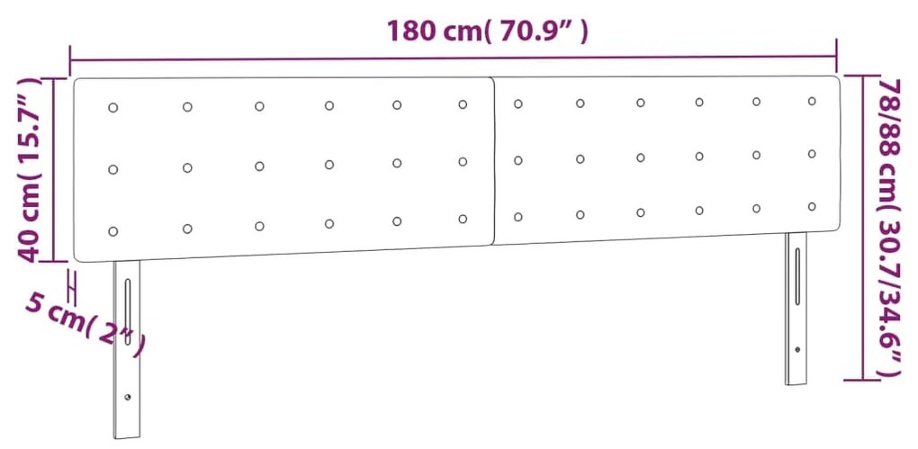 Κεφαλάρι Κρεβατιού LED Μαύρο 180x5x78/88 εκ. Υφασμάτινο 3122062