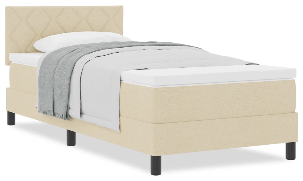 vidaXL Κρεβάτι Box Spring με Στρώμα Κρέμα 100x200 cm Υφάσματος