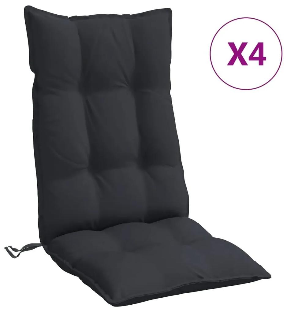 Μαξιλάρια Καρέκλας με Πλάτη 4 τεμ. Μαύρα από Ύφασμα Oxford - Μαύρο