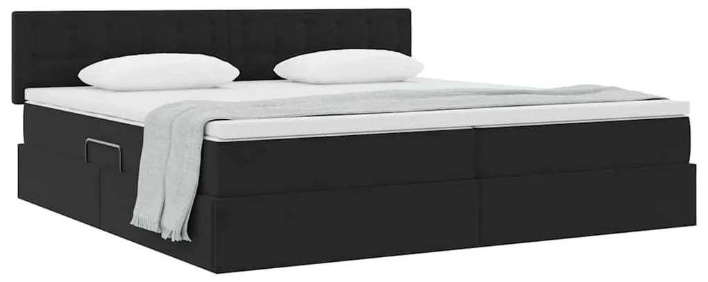 vidaXL Κρεβάτι Αποθήκης με στρώμα Μαύρο 200 x 200 cm Βελούδο