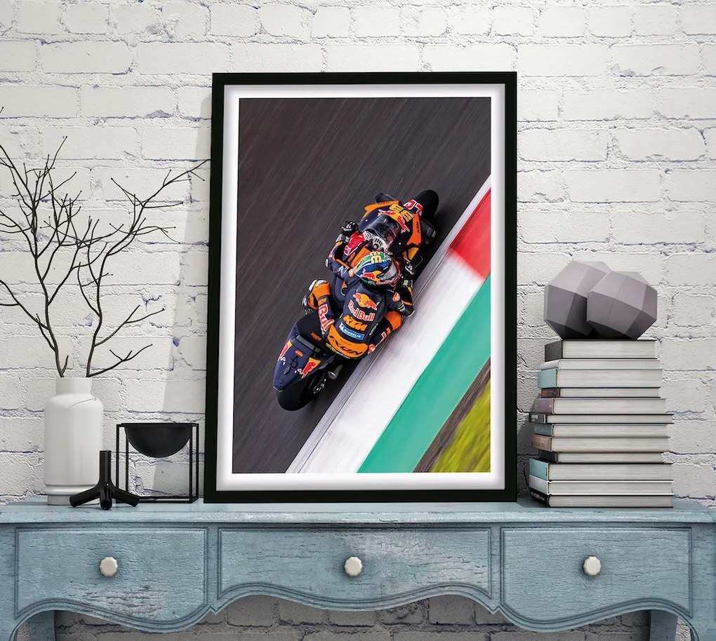 Πόστερ &amp; Κάδρο MotoGp GP003 30x40cm Μαύρο Ξύλινο Κάδρο (με πόστερ)