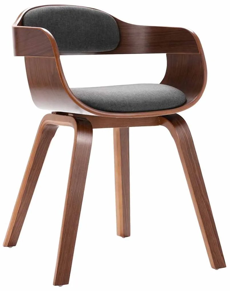 vidaXL Καρέκλα Τραπεζαρίας Σκούρο Γκρι από Λυγισμένο Ξύλο και Ύφασμα