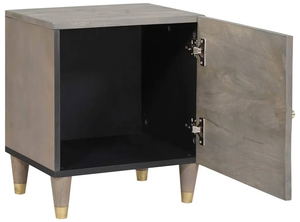 vidaXL Κομοδίνο 2 pcs Γκρι 40 x 33 x 46 εκ. Μασίφ ξύλο μάνγκο