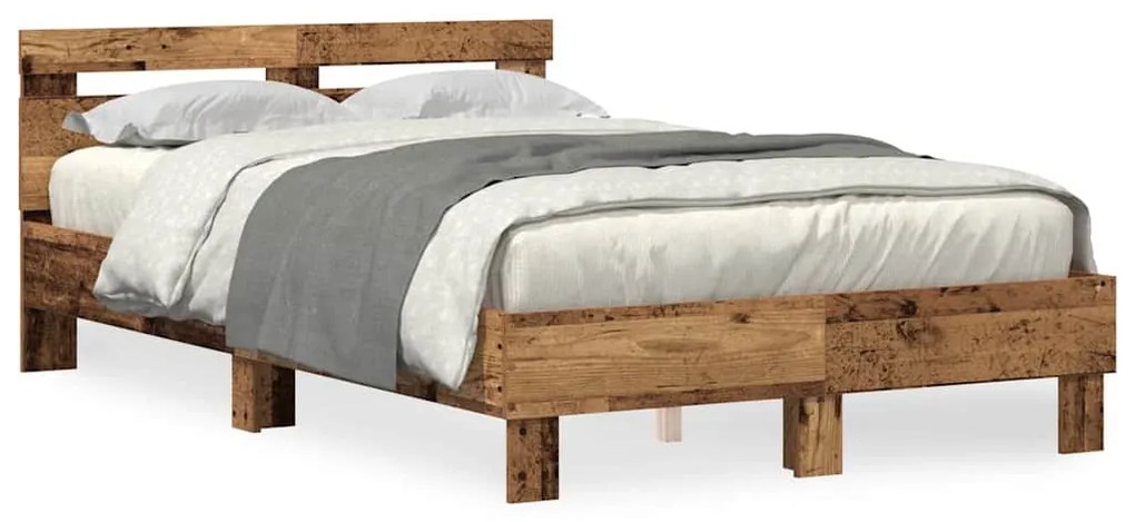 vidaXL Σκελετός Κρεβατιού Παλαιό ξύλο 135 x 190 cm Επεξεργασμένο ξύλο