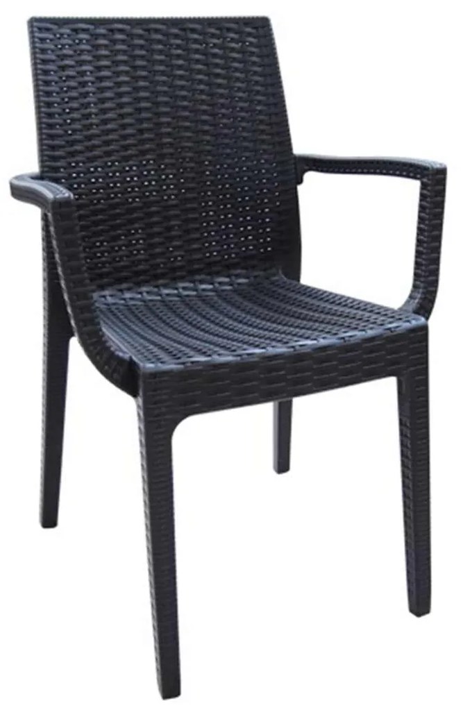 Πολυθρόνα DAFNE Πλαστική Ανθρακί (Rattan Look) 54x55x85cm