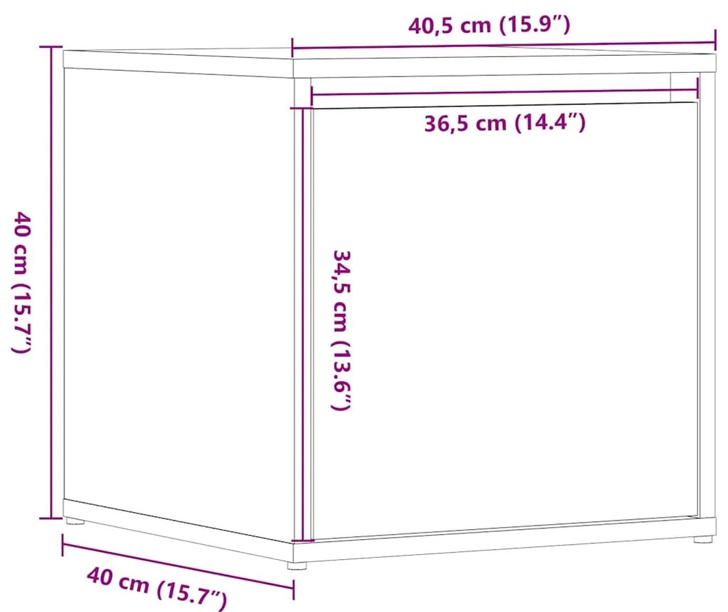 Συρτάρι-κουτί παλιό ξύλο 40,5x40x40 cm Ξύλο μηχανής - Καφέ