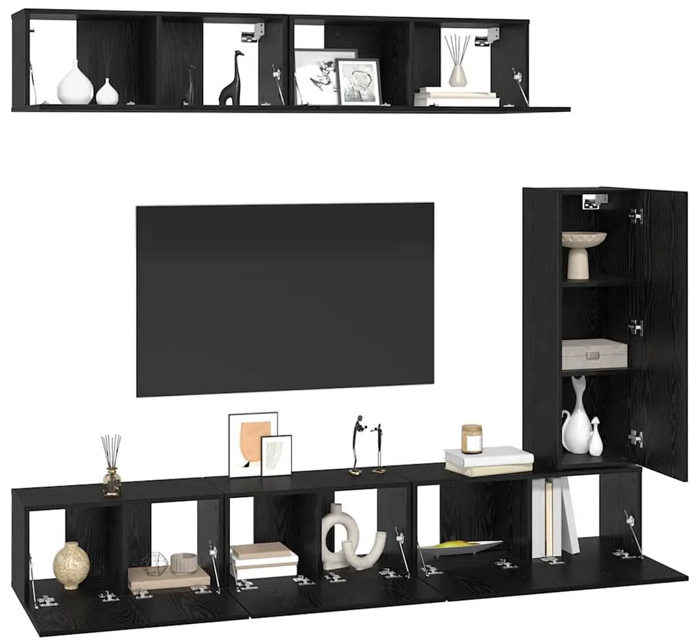 vidaXL Σετ επίπλου τηλεόρασης 6 pcs Μαύρη δρυς 30.5 x 30 x 90 cm