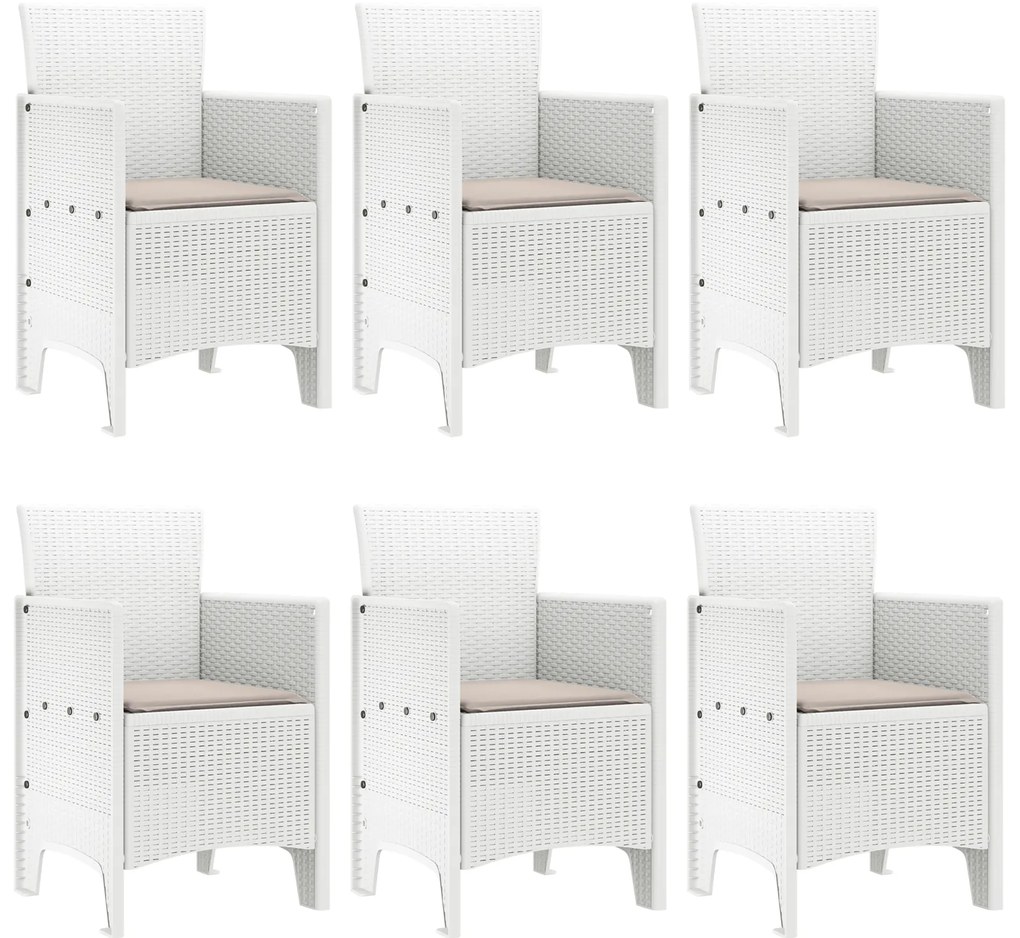 vidaXL Σετ Τραπεζαρίας Κήπου 7 pcs Λευκό PE Ρατάν