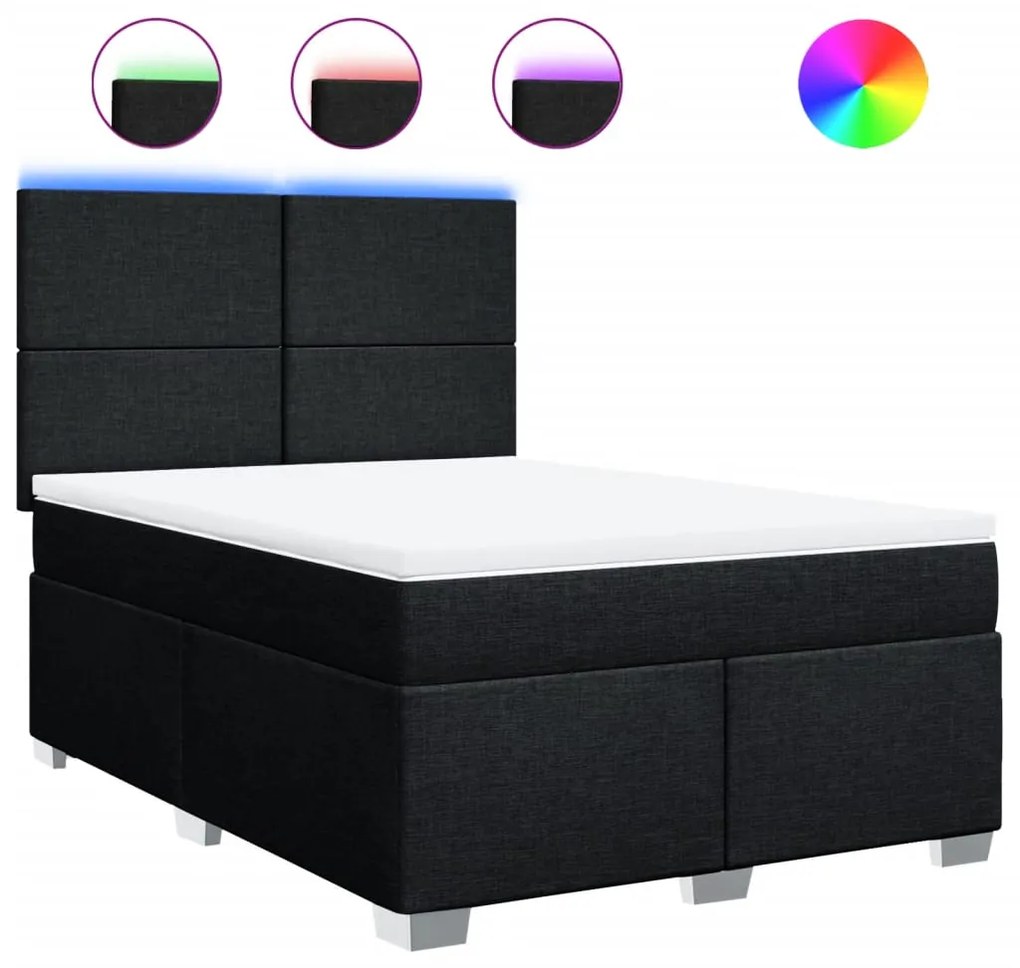 vidaXL Κρεβάτι Boxspring με Στρώμα Μαύρο 160x200 εκ. Υφασμάτινο