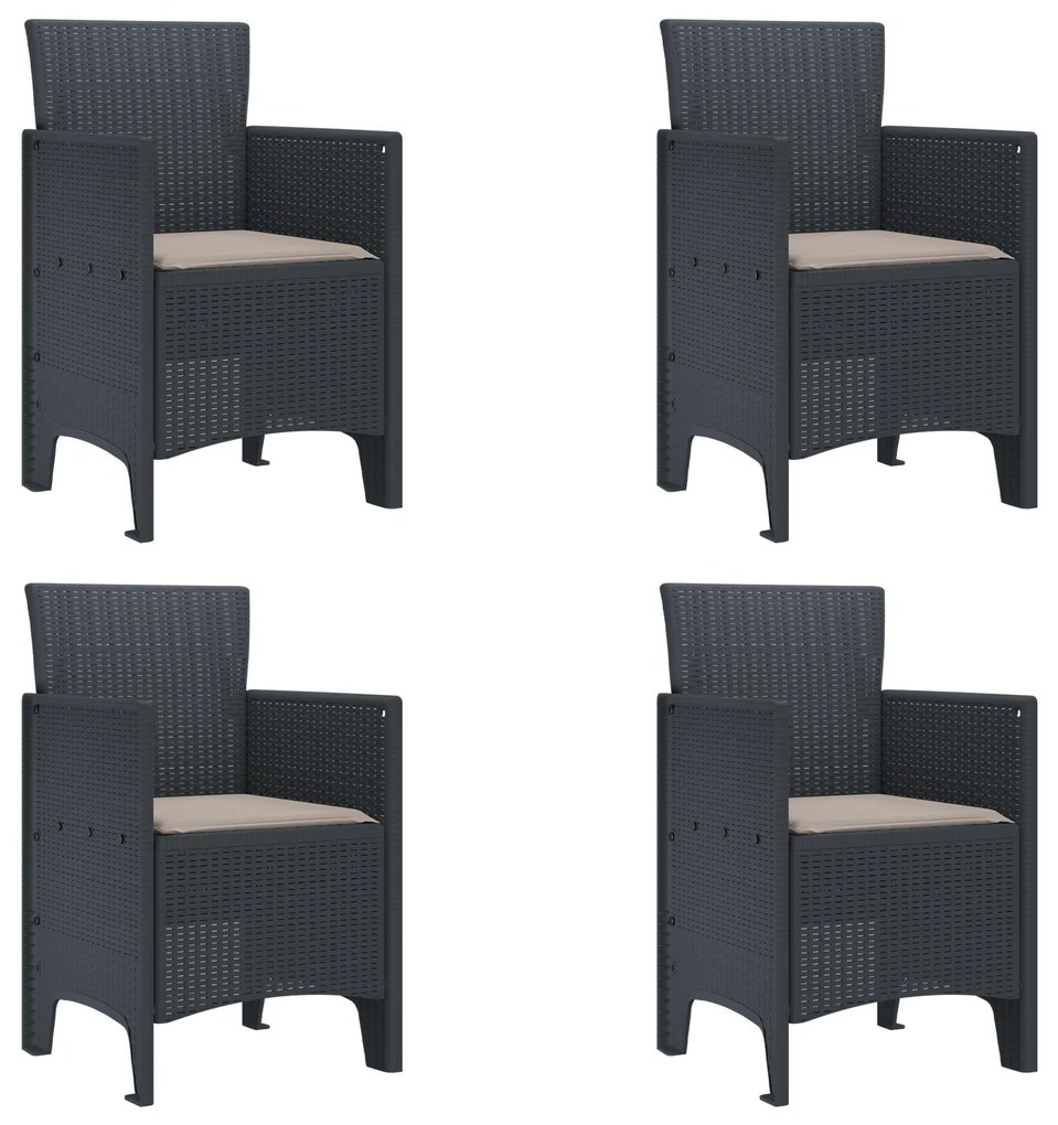vidaXL Σετ Τραπεζαρίας Κήπου 5 pcs Ανθρακί 150 x 100 x 73 εκ.