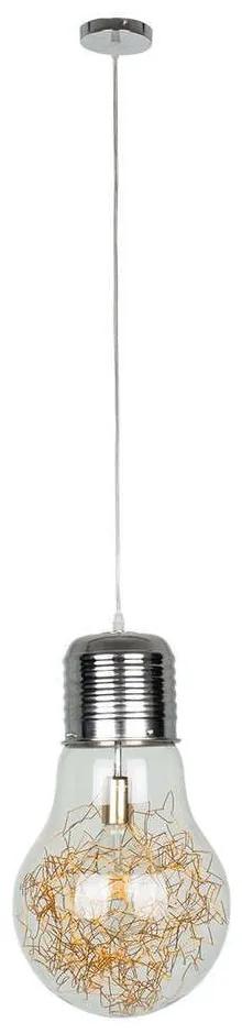 Φωτιστικό Οροφής Lamp 00808 1xΕ27  Φ30x52cm Silver-Clear Gold GloboStar