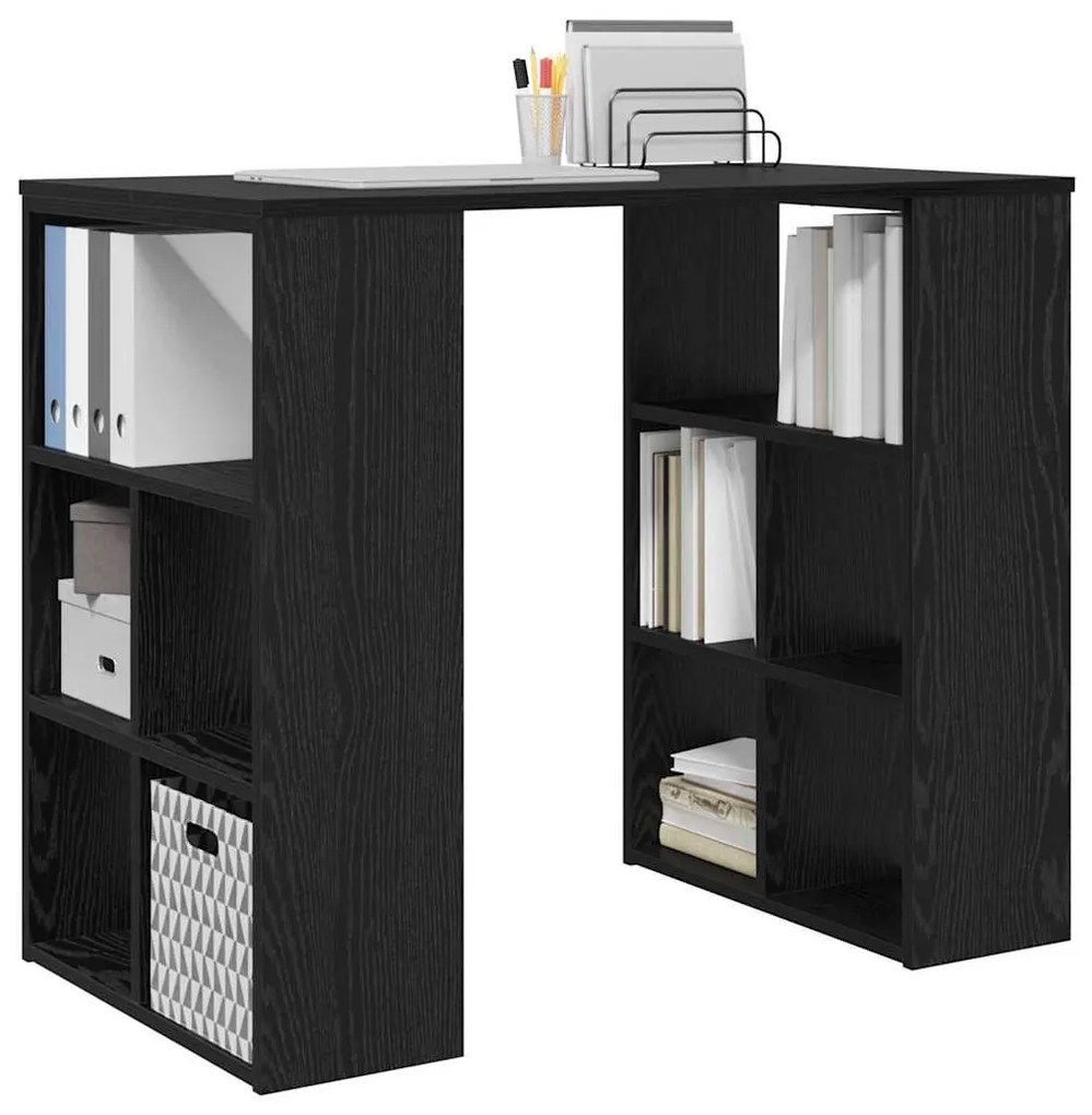 vidaXL Γραφείο με ράφι Μαύρη δρυς 90 x 50 x 75 εκ. Επεξεργασμένο ξύλο