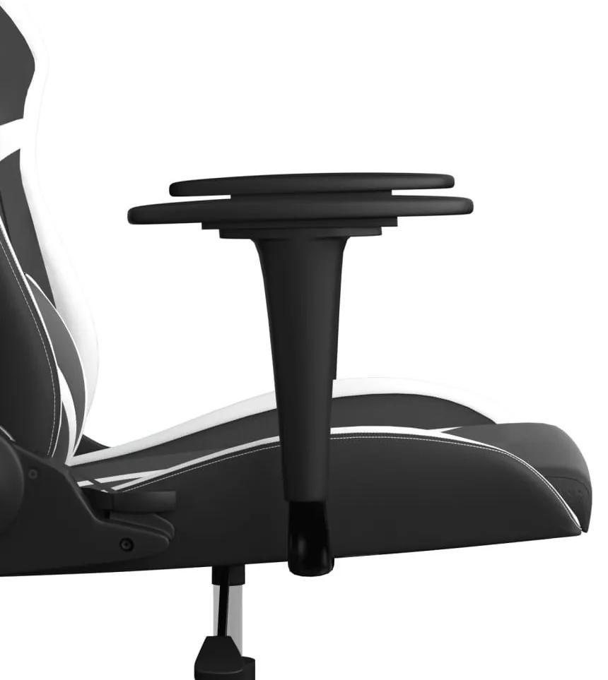 Καρέκλα Gaming Μασάζ Ασπρόμαυρη από Συνθετικό Δέρμα - Λευκό