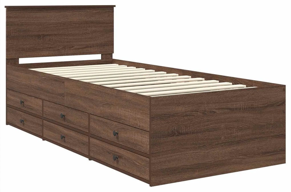 vidaXL Καναπές Κρεβάτι με συρτάρι Καφέ δρυς και Μαύρο 90 x 200 cm