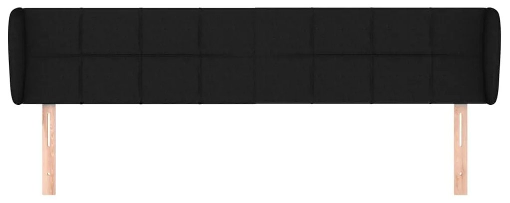 Κεφαλάρι με Πτερύγια Μαύρο 183x23x78/88 εκ. Υφασμάτινο - Μαύρο