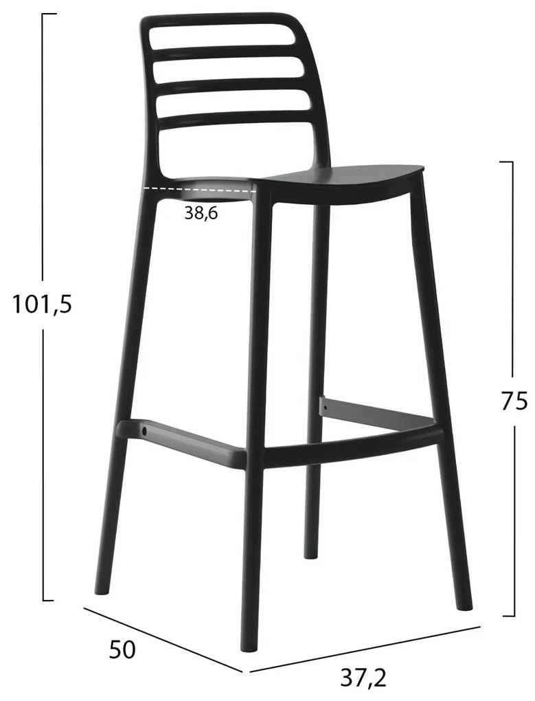 Σκάμπο Bar Πολυπροπυλενίου Snod Μαύρο 37,2x50x101,5Υεκ.