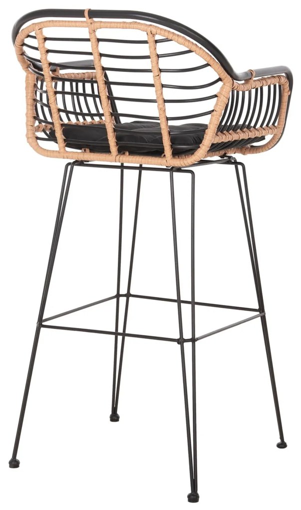 ΣΚΑΜΠΟ ΜΠΑΡ ALLEGRA  ΜΕΤΑΛΛΟ&amp;ΜΑΞΙΛΑΡΙ ΜΑΥΡΟ-WICKER ΜΠΕΖ 55x54x108Υεκ. 55x54x108 εκ.