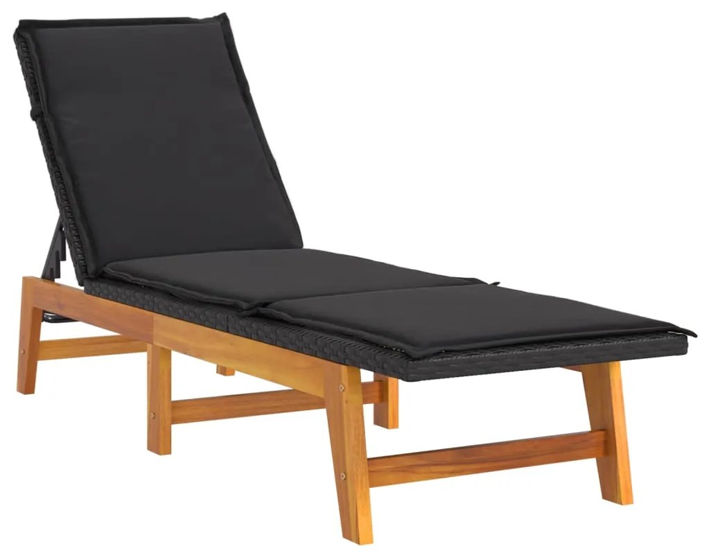 vidaXL Ξαπλώστρα από Συνθετικό Ρατάν & Μασίφ Ξύλο Ακακίας με Μαξιλάρι