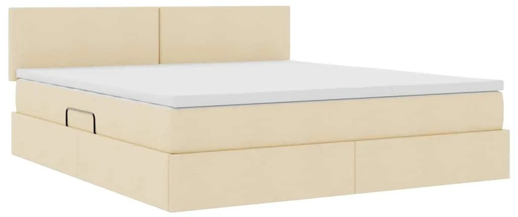 vidaXL Κρεβάτι με αποθηκευτικό χώρο και LED Κρέμ 180 x 200 cm