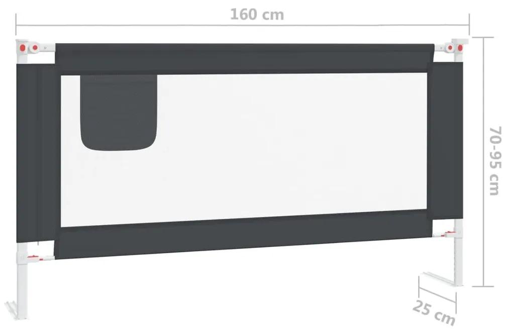 Μπάρα Κρεβατιού Προστατευτική Σκούρο Γκρι 160x25 εκ. Υφασμάτινη - Γκρι
