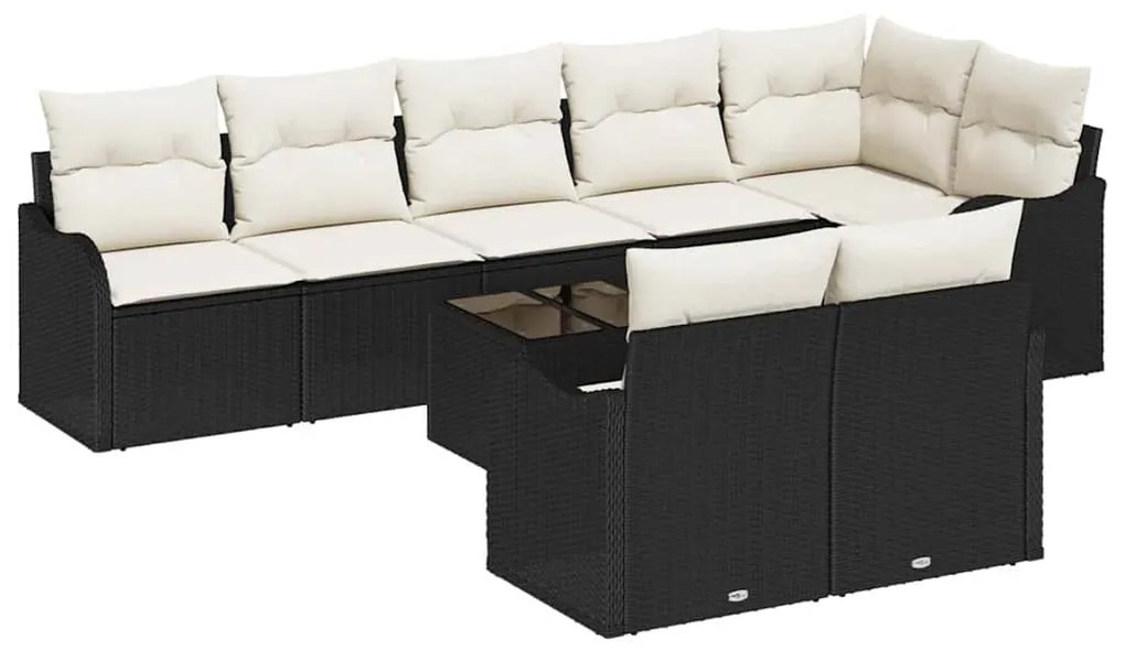 vidaXL Σετ Καναπέ Κήπου με μαξιλάρι 9 pcs Μαύρο Πολυ ράταν