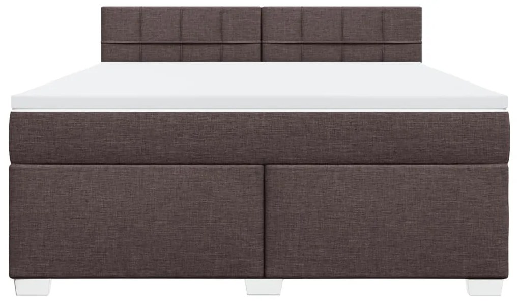 Κρεβάτι Boxspring με Στρώμα Σκούρο Καφέ 180x200 εκ Υφασμάτινο - Καφέ