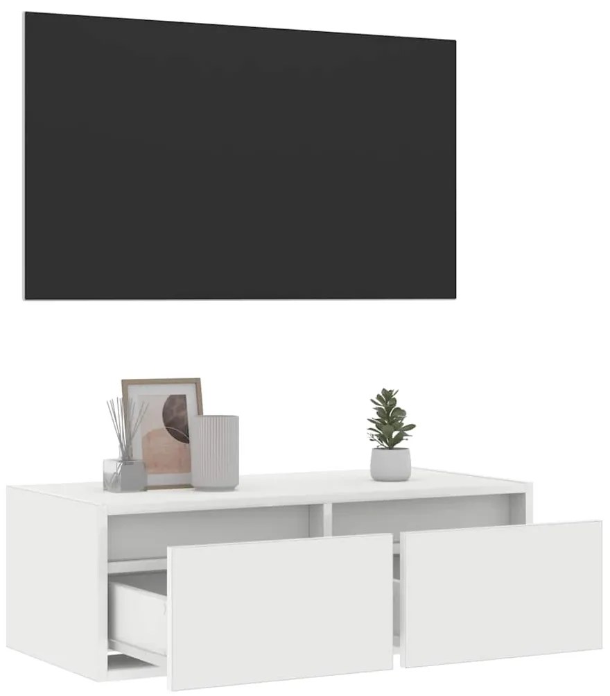 vidaXL Έπιπλο Τηλεόρασης με LED Λευκό 75x35,5x25 εκ.