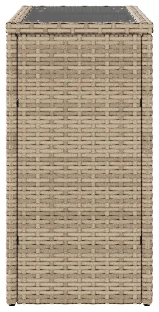 vidaXL Τραπέζι Κήπου με Γυάλινη Επιφ. Μπεζ 58x27,5x55 εκ. Συνθ. Ρατάν