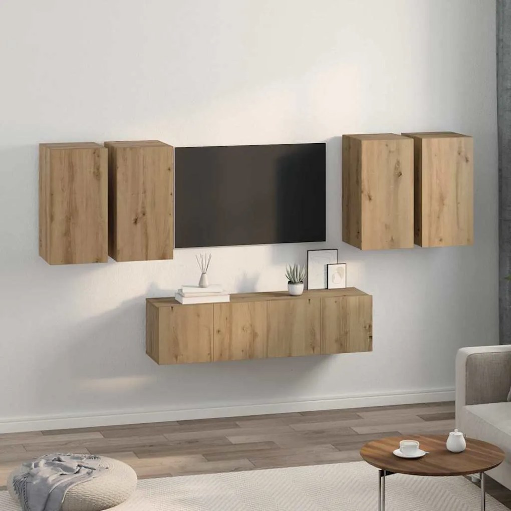 vidaXL Σετ επίπλου τηλεόρασης 6 pcs artisan δρυς 60 x 30 x 30 cm