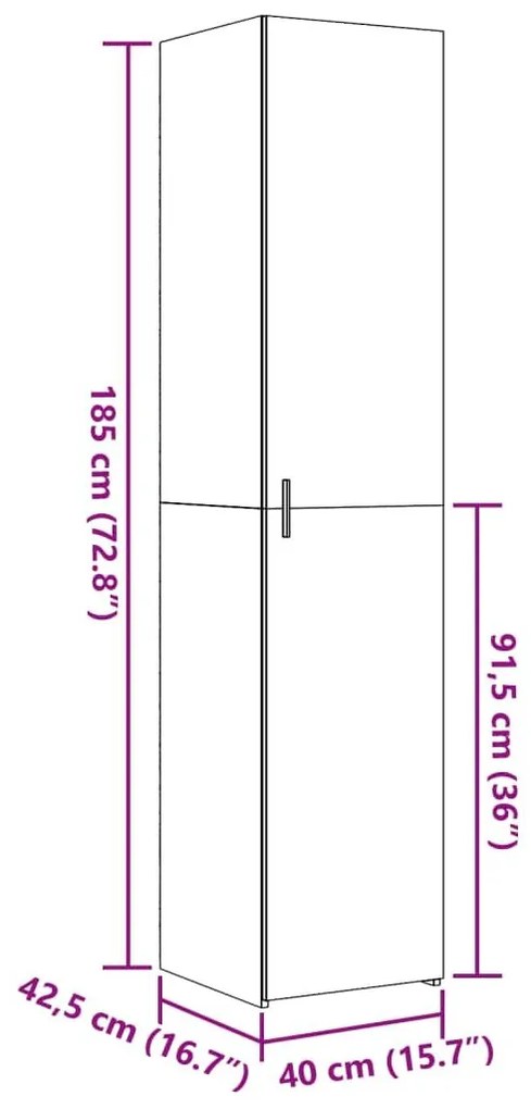 Ντουλάπι Λευκό 40x42,5x185 εκ. από Επεξεργασμένο Ξύλο - Λευκό