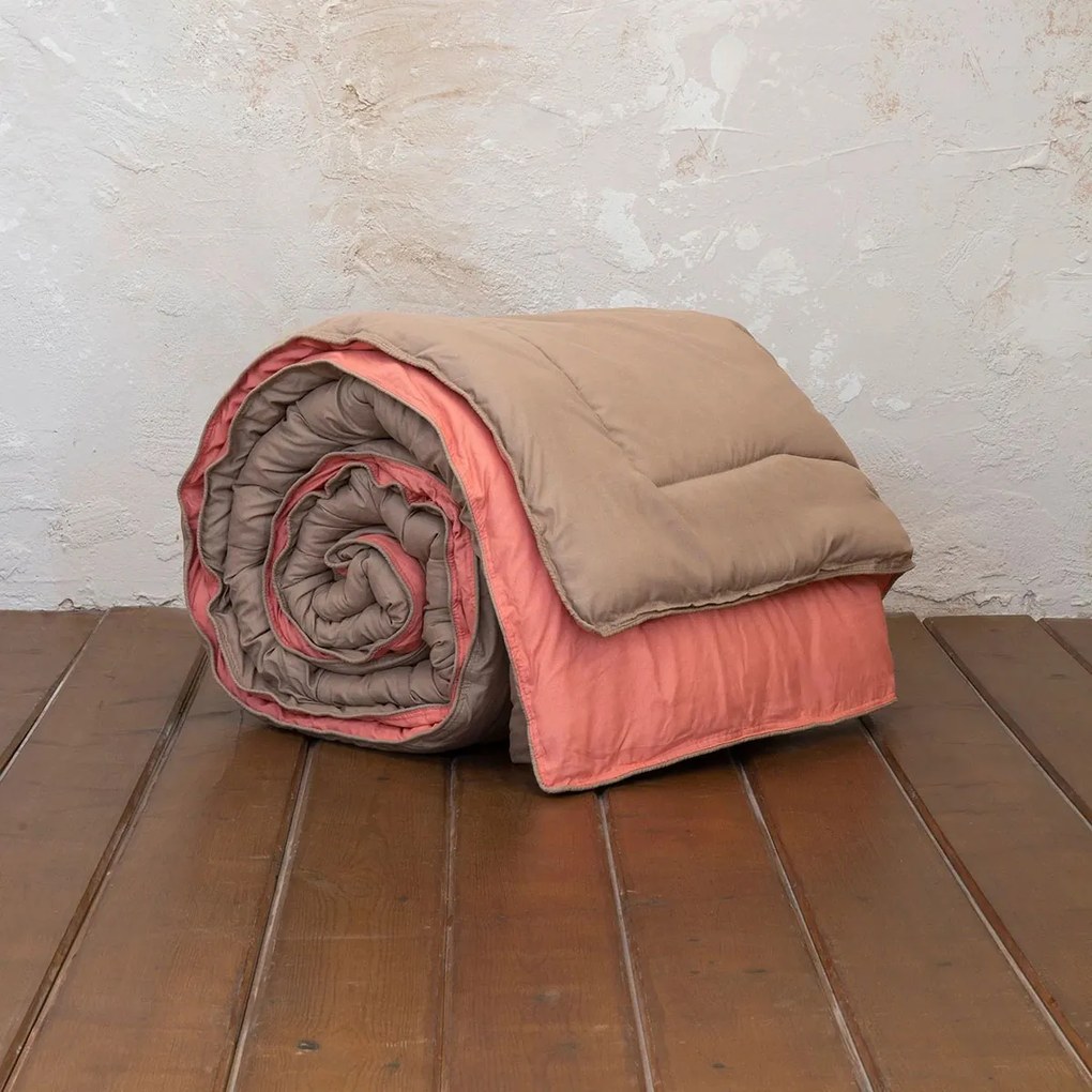 Παπλωματοθήκη Μονή (Σετ 160x240) 2 Όψεων Nima Bed Linen Abalone AW2022 Μπεζ,Κοραλί