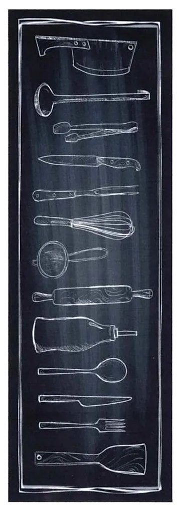 vidaXL Χαλί Κουζίνας Μαύρο 180 x 60 cm Βελούδο