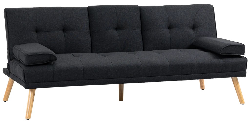 HOMCOM Καναπές-κρεβάτι, κρεβάτι επισκεπτών, ρυθμιζόμενη πλάτη, αναδιπλούμενο τραπέζι, 181x77x78 cm, Μαύρο